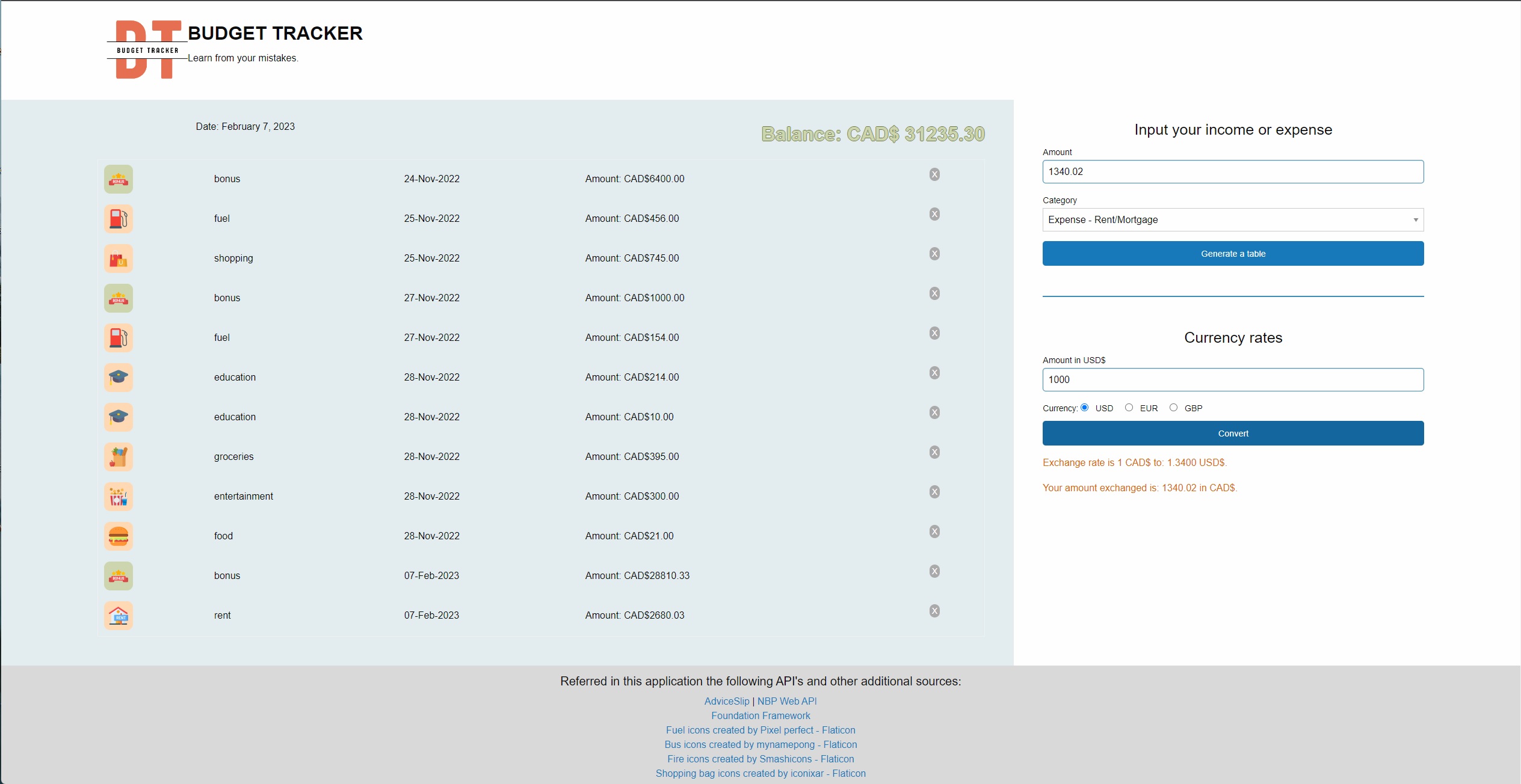 budget tracker screenshot