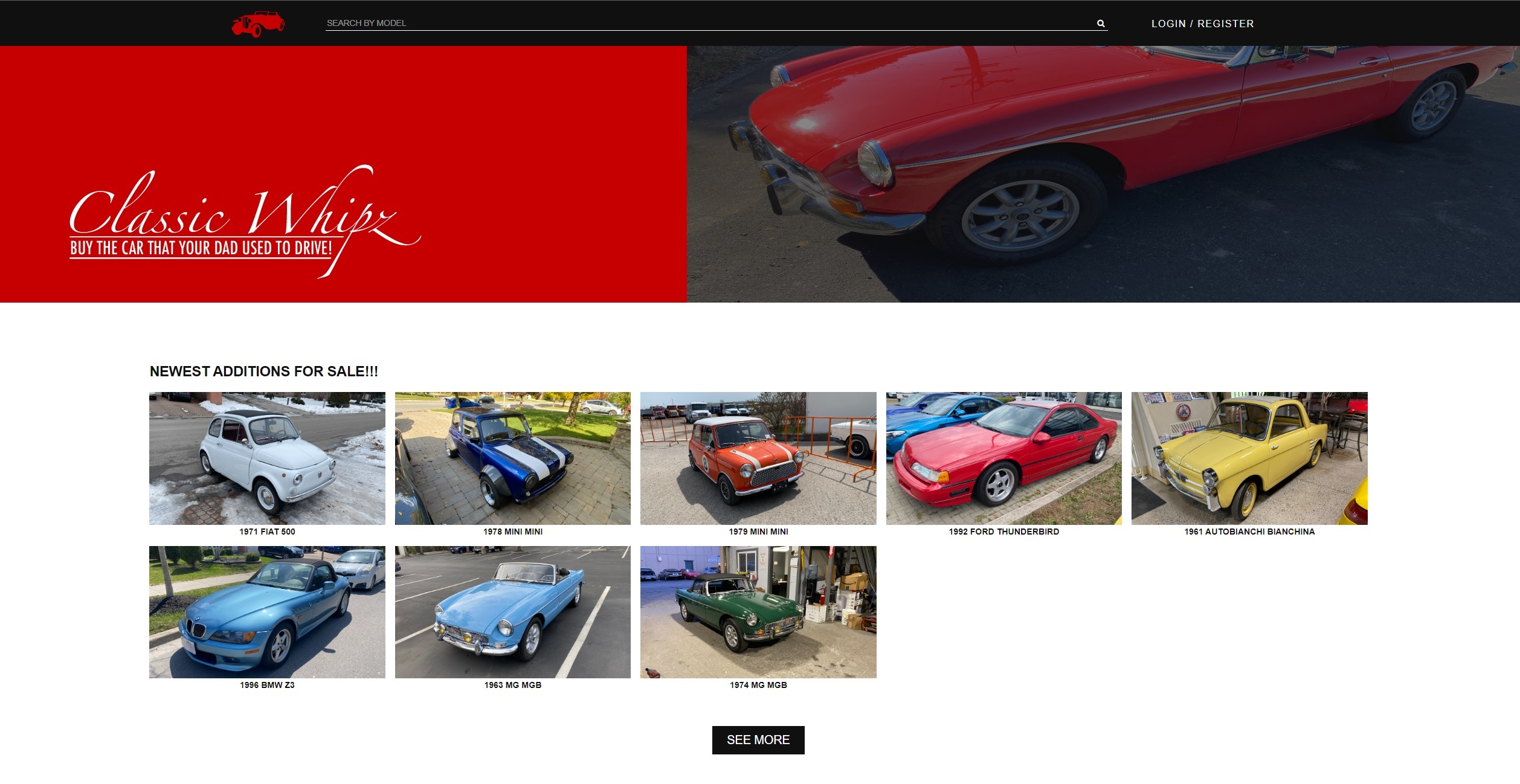 Screenshot of Classic Whipz page